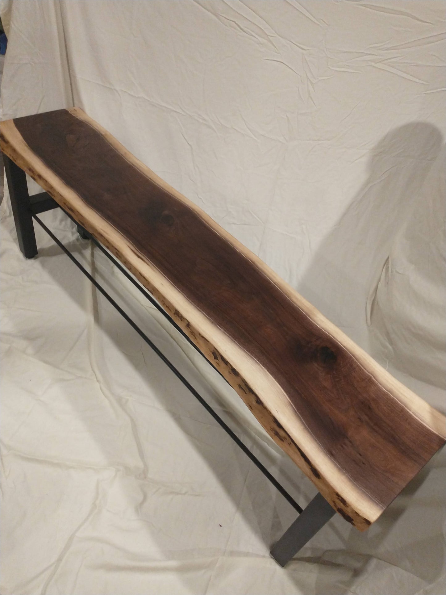 Black Walnut bench with metal legs