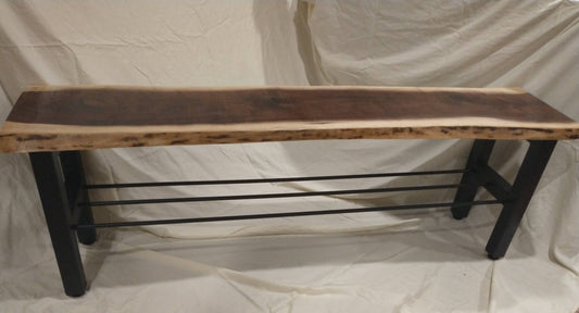 Black Walnut bench with metal legs